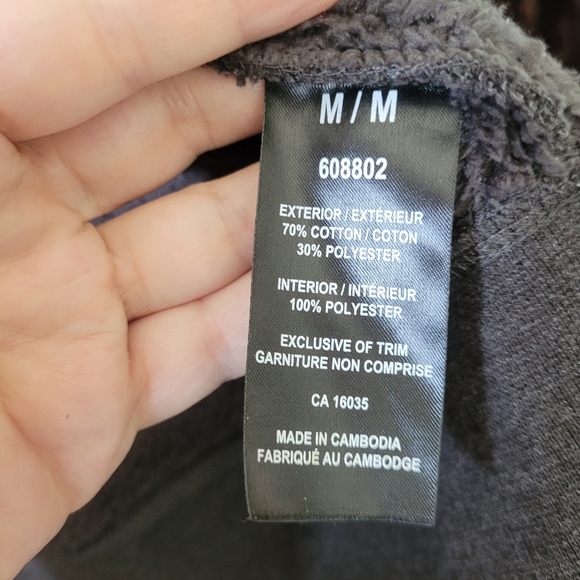 BC Clothing Sherpa Lined Full Zip Hoodie Charcoal Grey Men's Medium - Picture 9 of 14